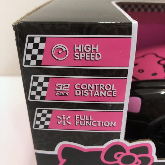 Hello Kitty Remote Control Racing Car & Wheel Controller Black Pink Set of 3 - Picture 8 of 16